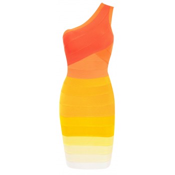'Kenza' off shoulder orange bandage dress